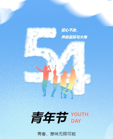 五四青年节励志活力党政校园活动简约清新蓝色模板