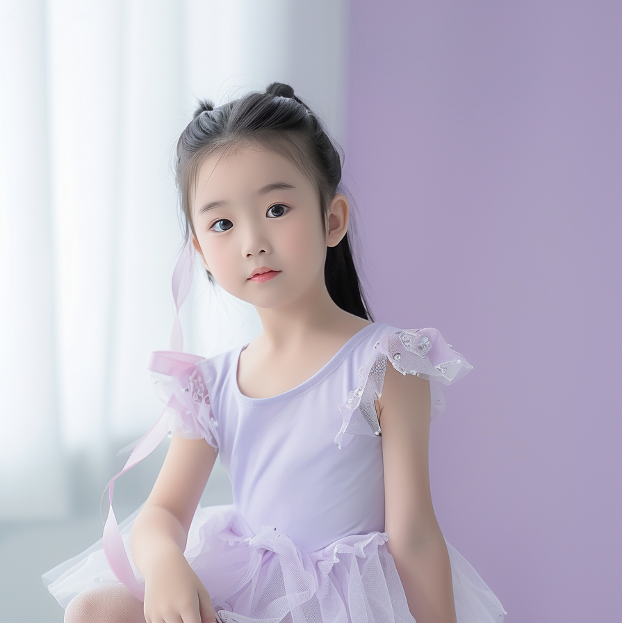 可爱小女孩身着芭蕾服的优雅形象展示