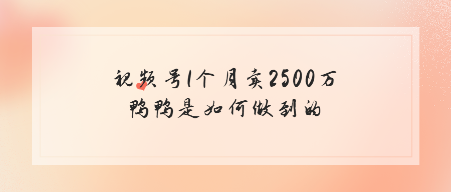 視頻號(hào)1個(gè)月賣2500萬(wàn)，鴨鴨是如何做到的（鴨鴨如何布局線上平臺(tái)實(shí)現(xiàn)差異化打法）