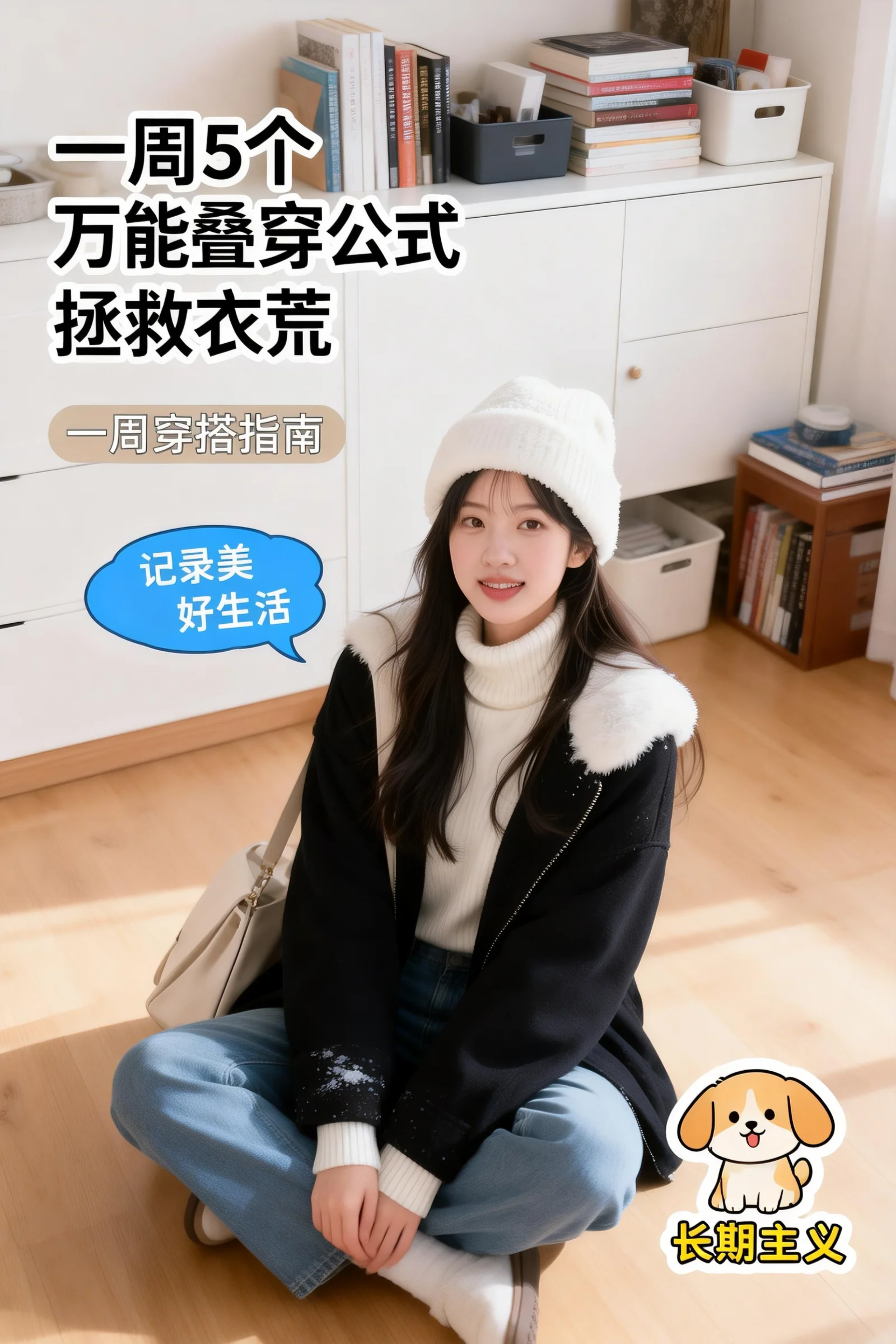 女生室内小红书plog封面