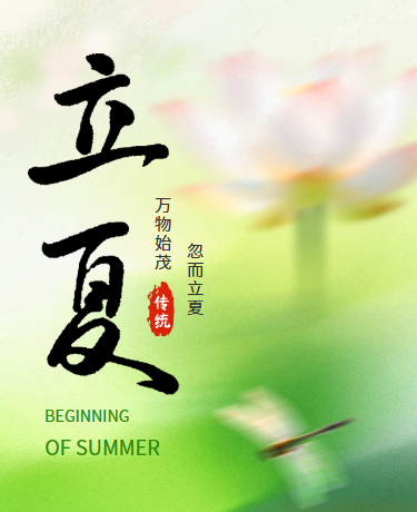 立夏节气夏季简约文艺习俗清新绿色模板