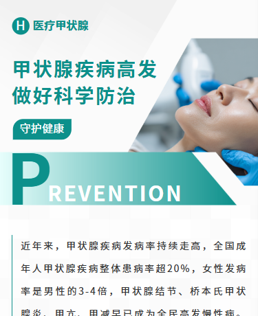 甲状腺疾病高发做好科学防治健康科普、医疗甲状腺、商务简约、绿色模板