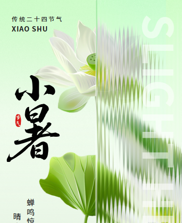 小暑二十四节气、清新简约、绿色模板