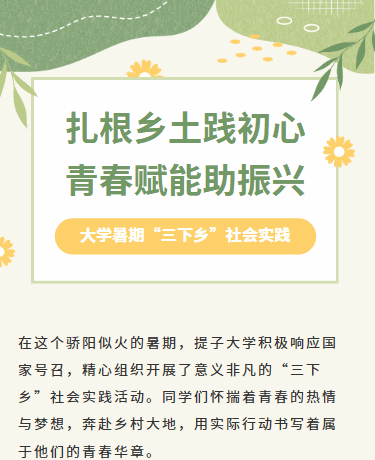 暑期社会实践三下乡活动、教育、简约通用、绿色模板