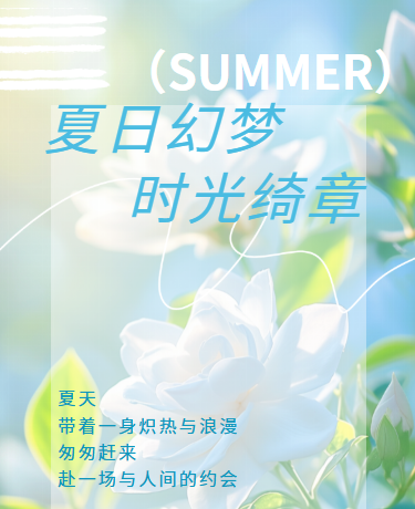 夏日夏季清新散文、唯美诗歌、简约文艺、蓝色模版