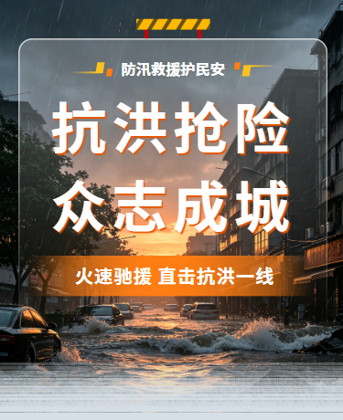 抗洪防汛抢险救灾指南天气预警简约蓝色黄色模版