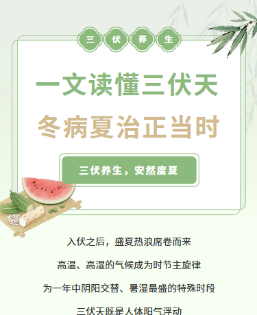 三伏养生/冬病夏治/中医/古风简约/绿色模版