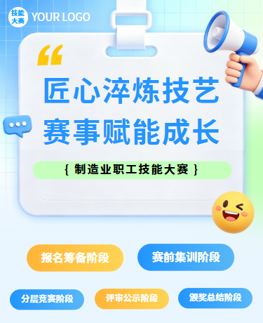 执照业职工技能大赛员工人文建设、制造业、简约商务、蓝色模板