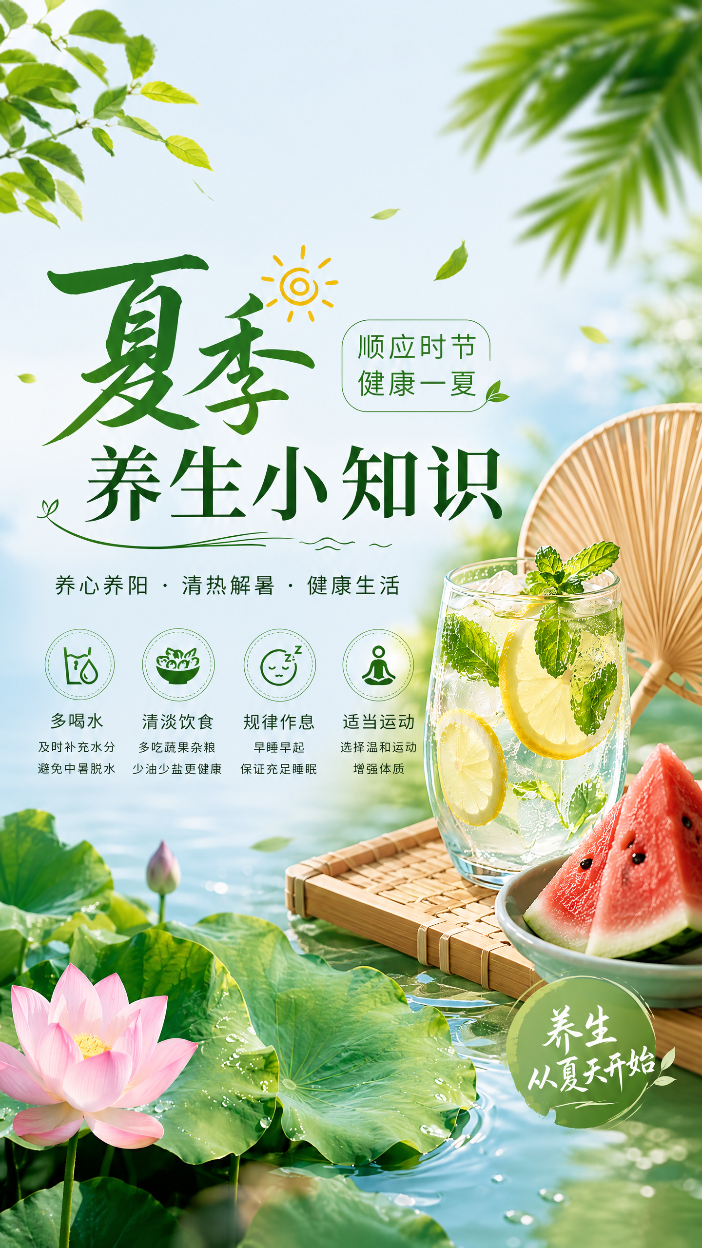 夏季健康养生科普海报
