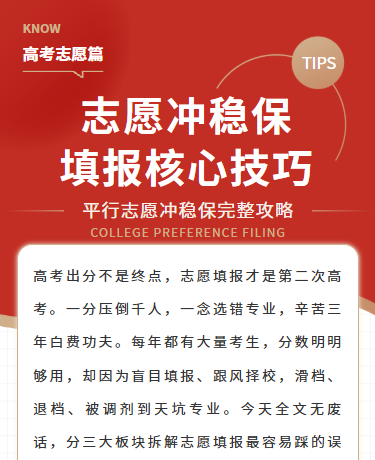 高考志愿填报核心技巧、教育校园、商务简约、红色模板