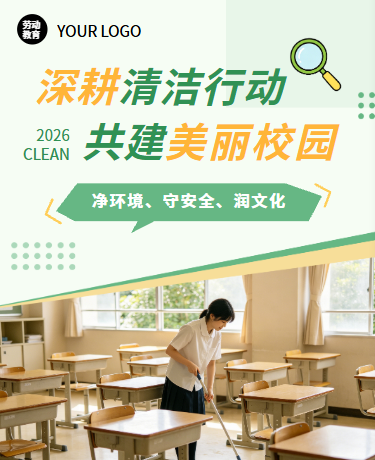 校园清洁活动卫生评比、劳动教育、简约通用、绿色模板