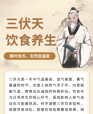 三伏饮食养生冬病夏治中医、中国风、棕色模板