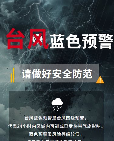 台风预警安全防护/气象天气预报/简约/蓝色模板