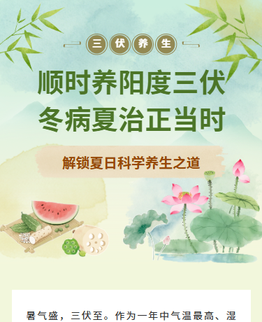 三伏养生冬病夏治、夏季中医养生、中国风、绿色模板