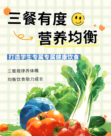 科学膳食指南、饮食营养配比、教育校园、小清新、黄绿色模板