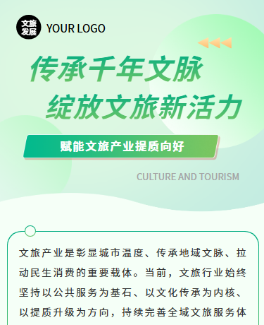 文旅优化升级行业发展、文旅产业、简约通用、绿色模板