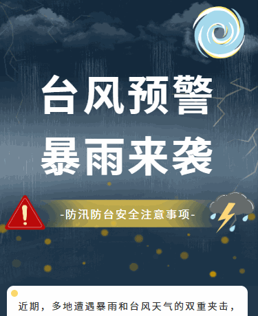 暴雨台风防汛预警安全提示丨极端天气预报丨简约丨蓝色模板