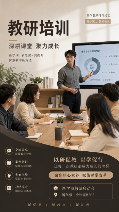 简约商务风教研培训海报 图片ID:tjc9ighs2e
