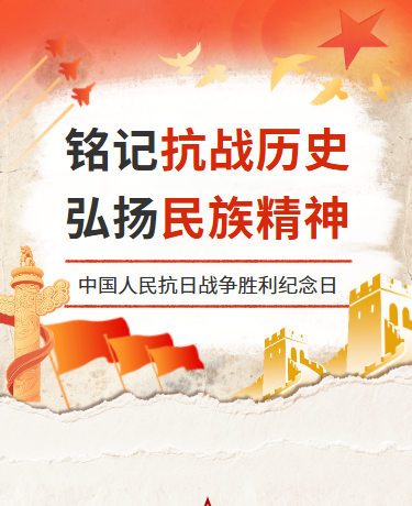 抗战胜利纪念日铭记历史党政红色教育简约红色模版