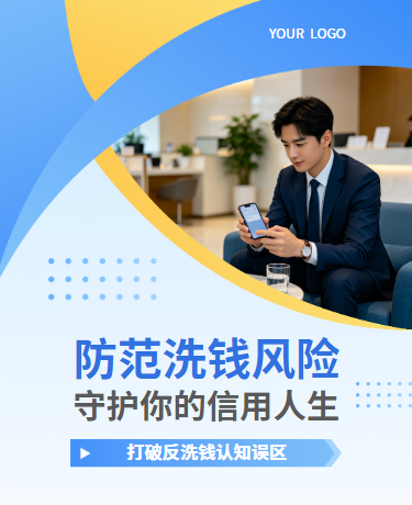 金融消保反诈反洗钱科普宣传、 反洗钱科普、简约通用、蓝色模板