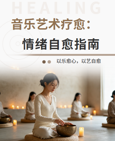 音乐艺术疗愈自愈指南科普丨简约极简丨咖色模板