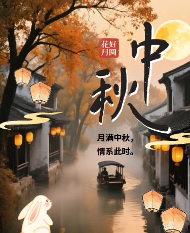 中秋节放假通知、淡雅简约、浅黄色模板