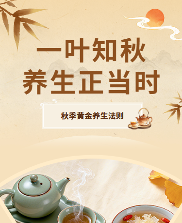 秋季养生秋季中医健康科普古风棕色模版