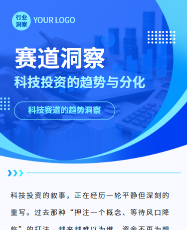 科技投资的趋势与分化、资本市场与赛道分析、商务、蓝色模板