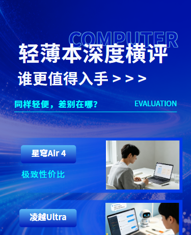 电脑笔记本推荐测评、电商、商务、蓝色模板