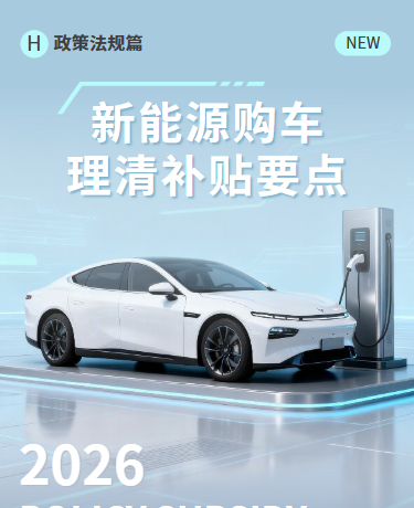 新能源购车补贴要点、交通政策法规新能源补贴、商务简约、蓝色模板