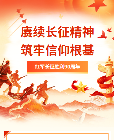 纪念长征胜利长征精神党政政务简约红色黄色模版
