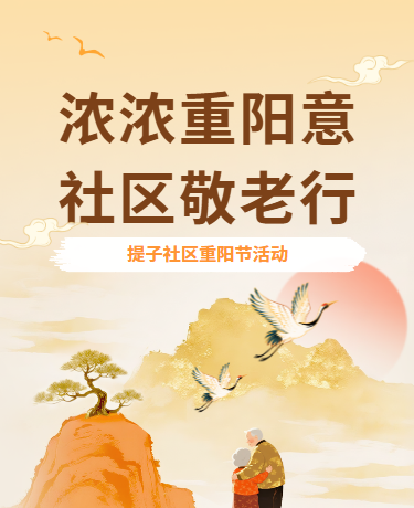 重阳节传统节日敬老爱老宣传活动中国风插画橙色模版