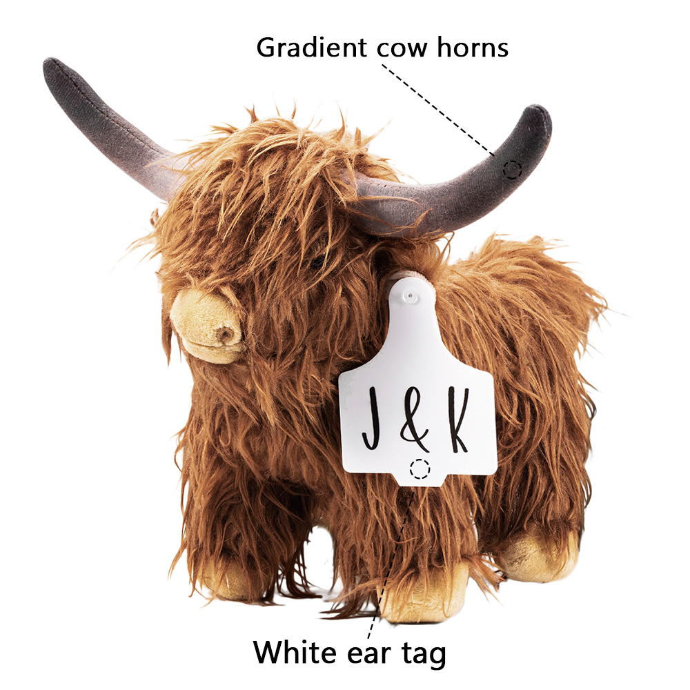 Highland Cow Stuffed Animal with Personalized Ear Tag Plush Toy - CALLIE